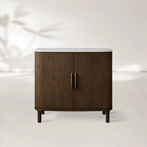 Danny Cabinet with Oak Wood Base and Marble Stone Top