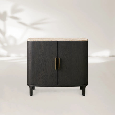 Danny Cabinet with Oak Wood Base and Marble Stone Top