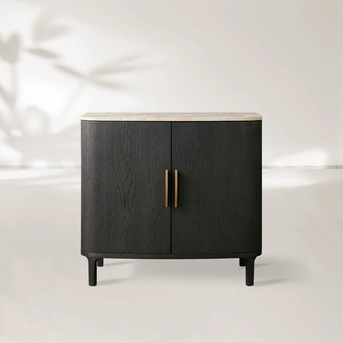 Danny Cabinet with Oak Wood Base and Marble Stone Top