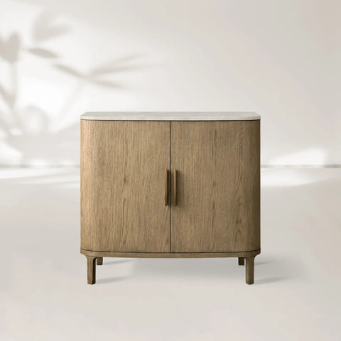 Danny Cabinet with Oak Wood Base and Marble Stone Top