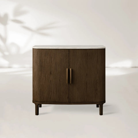 Danny Cabinet with Oak Wood Base and Marble Stone Top
