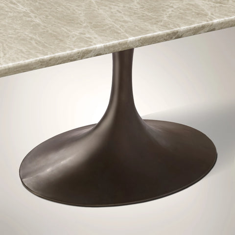 AVRA Rectangular Stone Dining Table with Oval Base