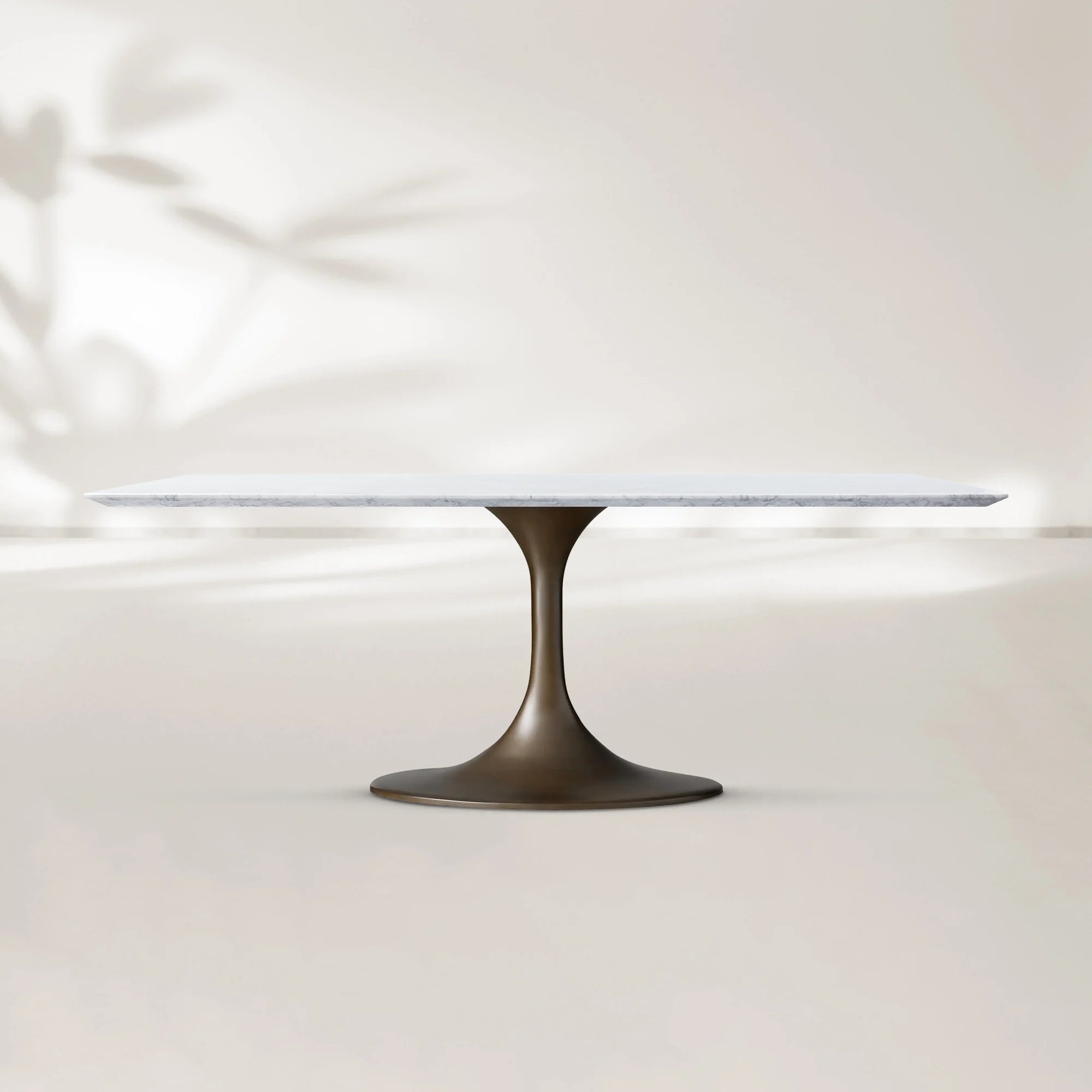 AVRA Rectangular Stone Dining Table with Oval Base