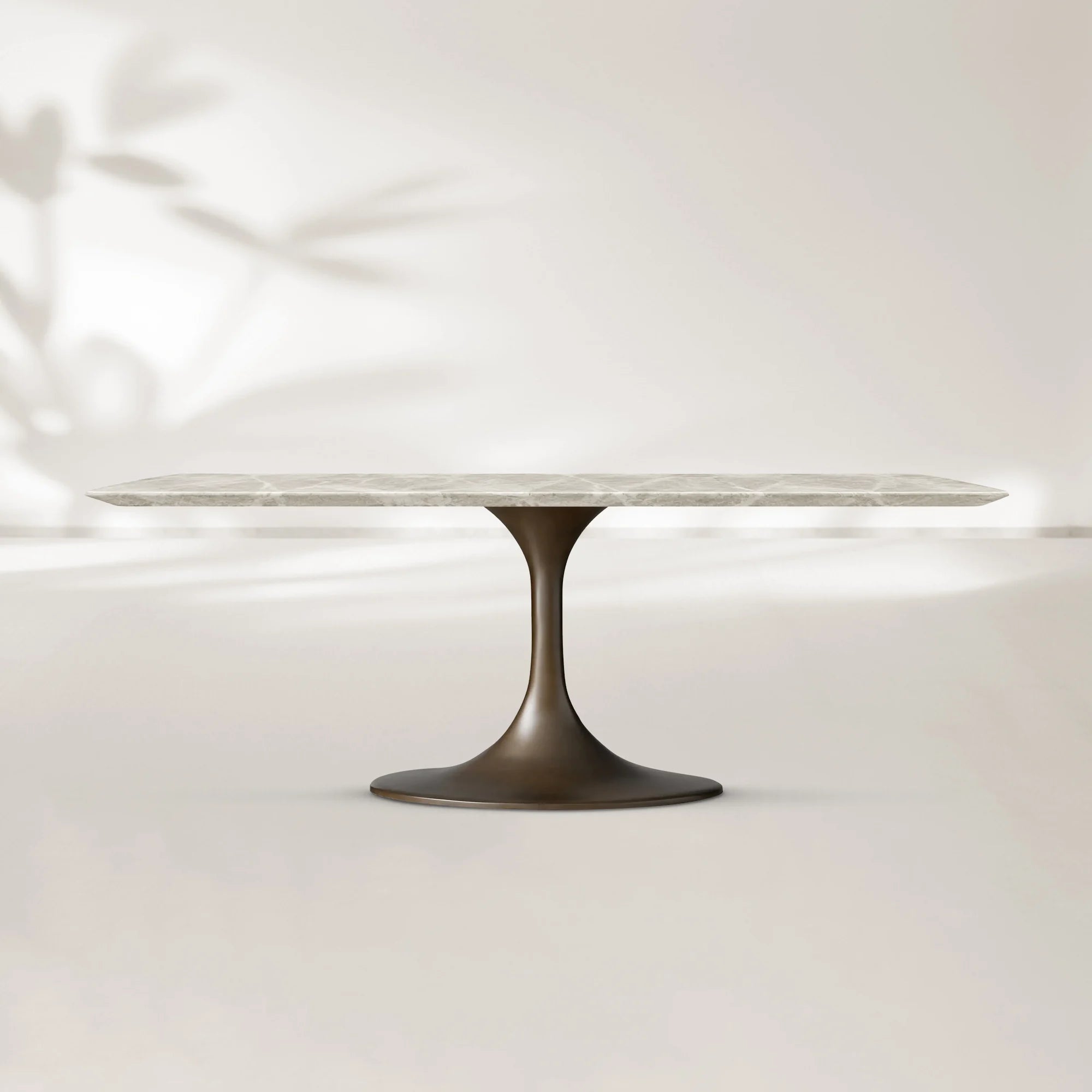 AVRA Rectangular Stone Dining Table with Oval Base