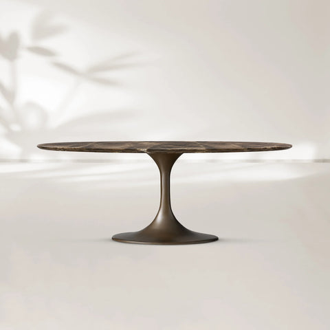 AVRA Oval Stone Dining Table with Oval Base