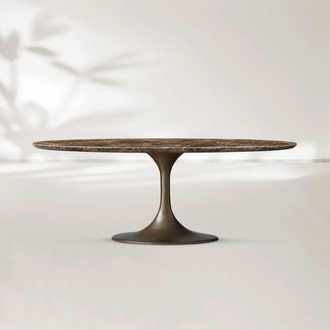 Aero Oval Stone Dining Table with Oval Base