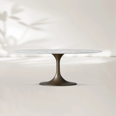 AVRA Oval Stone Dining Table with Oval Base