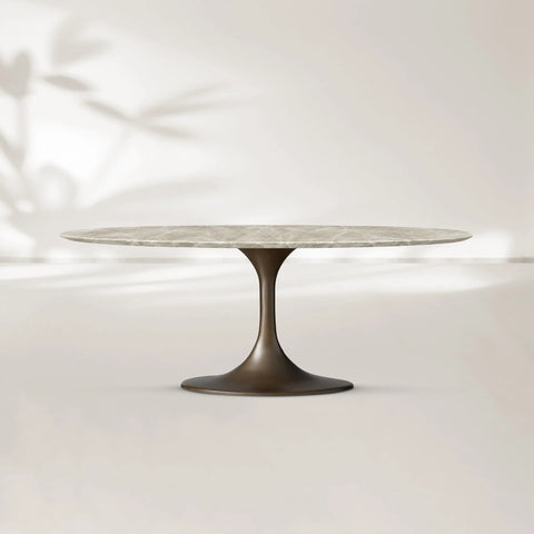 AVRA Oval Stone Dining Table with Oval Base