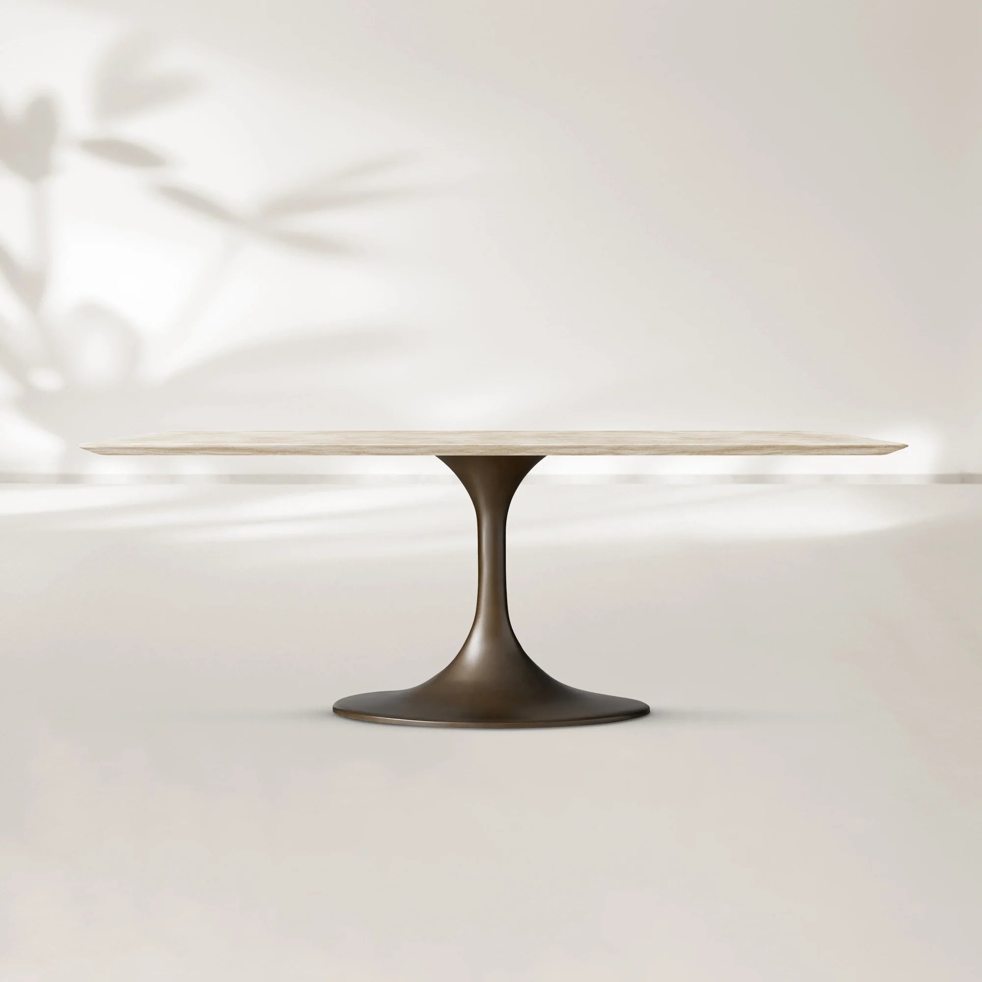 AVRA Rectangular Stone Dining Table with Oval Base