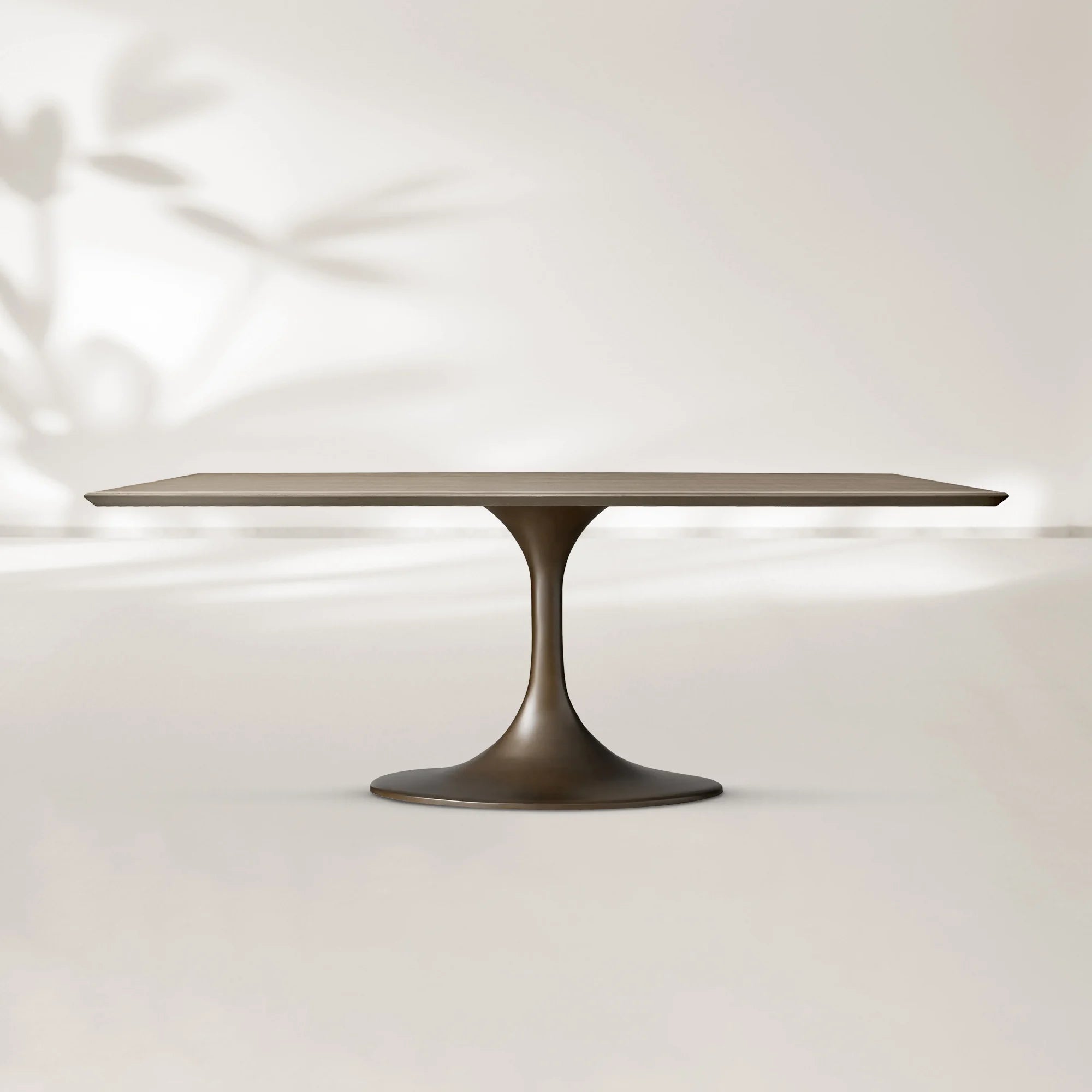 AVRA Rectangular Wood Dining Table with Oval Base
