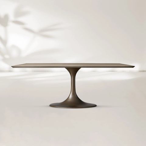 AVRA Rectangular Wood Dining Table with Oval Base