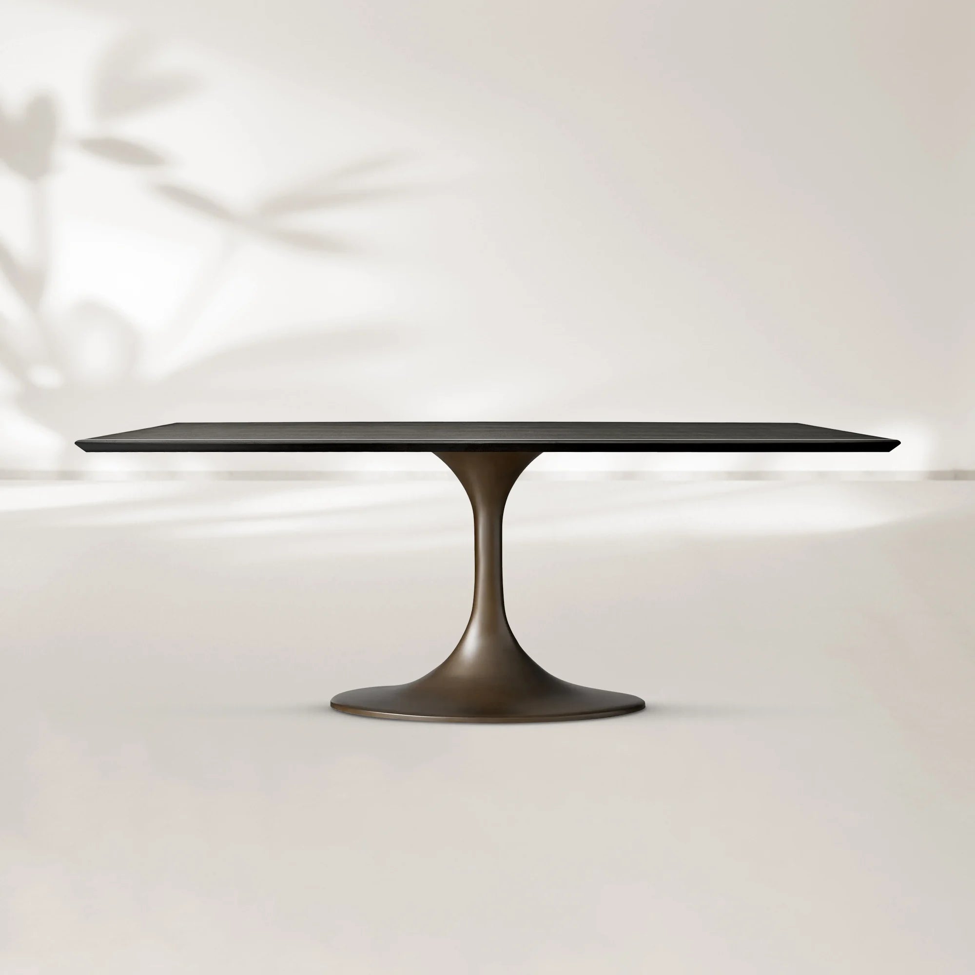 AVRA Rectangular Wood Dining Table with Oval Base
