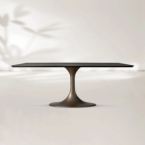 AVRA Rectangular Wood Dining Table with Oval Base