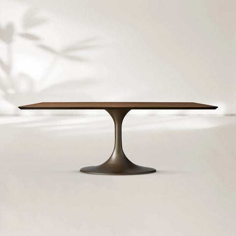 AVRA Rectangular Wood Dining Table with Oval Base