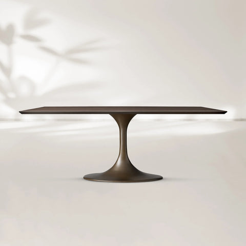 AVRA Rectangular Wood Dining Table with Oval Base