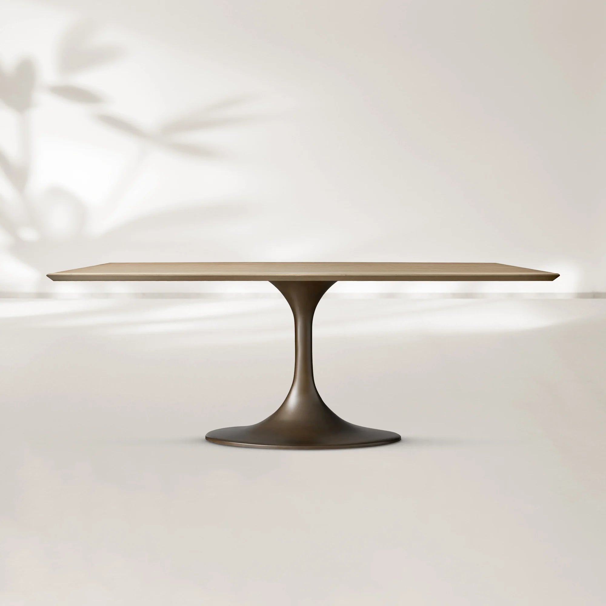 AVRA Rectangular Wood Dining Table with Oval Base