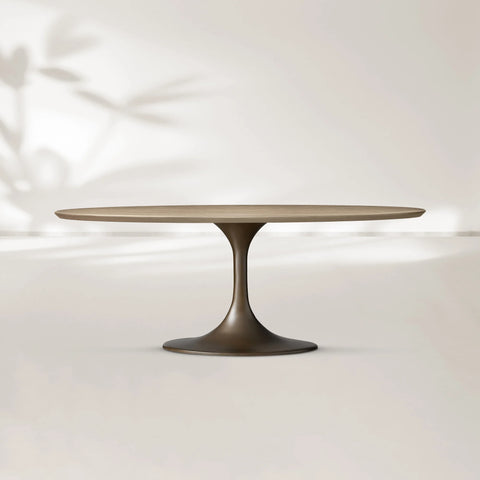 AVRA Oval Wood Dining Table with Oval Base