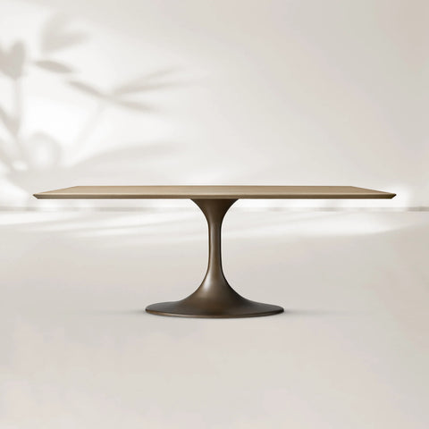AVRA Rectangular Wood Dining Table with Oval Base