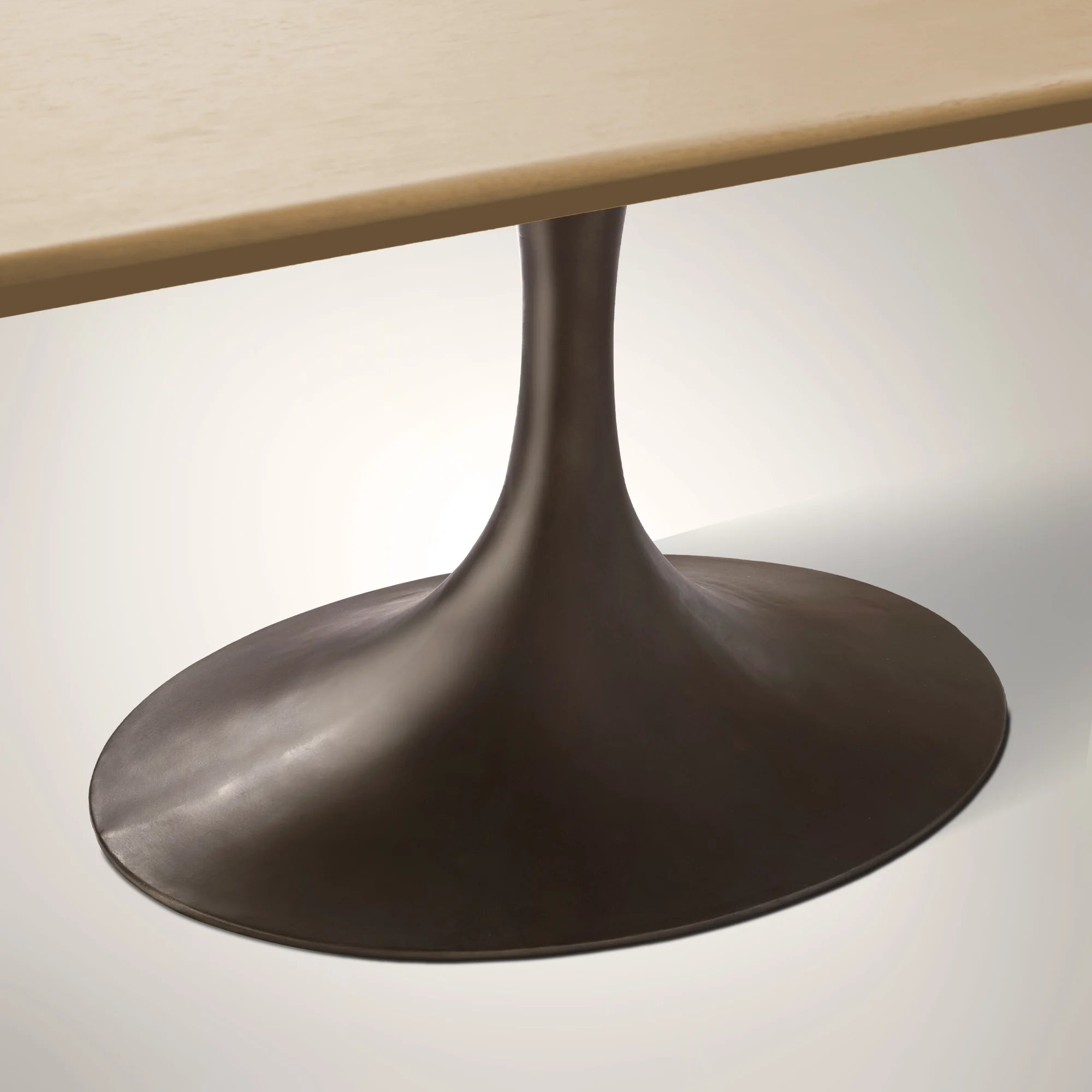 AVRA Rectangular Wood Dining Table with Oval Base
