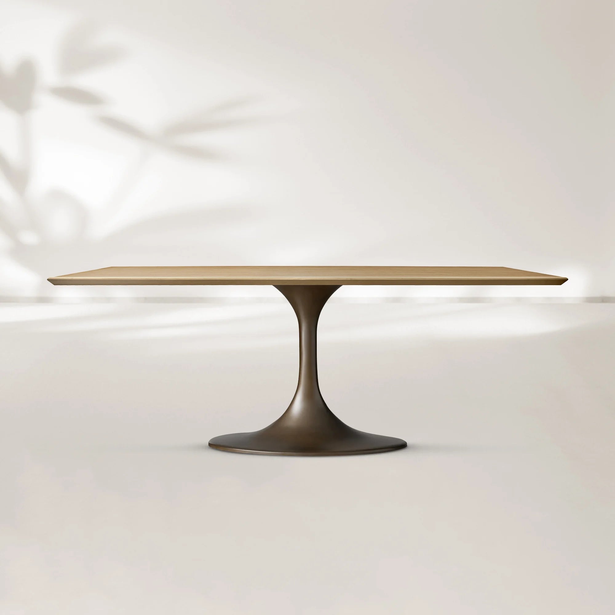 AVRA Rectangular Wood Dining Table with Oval Base