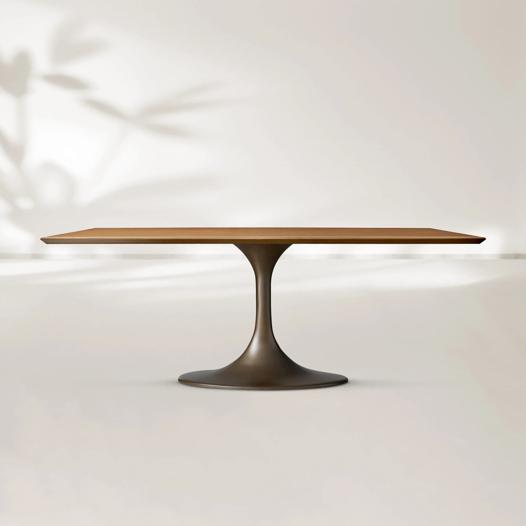 AVRA Rectangular Wood Dining Table with Oval Base