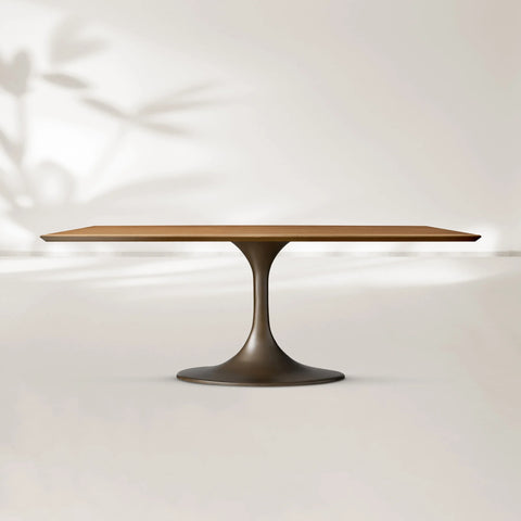 AVRA Rectangular Wood Dining Table with Oval Base