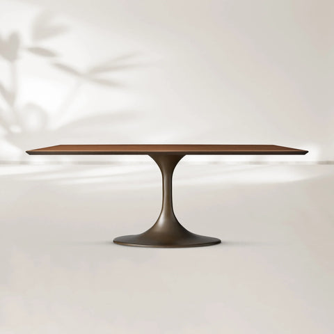 AVRA Rectangular Wood Dining Table with Oval Base