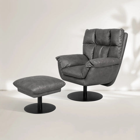 Deacon Microfiber Leather Swivel Recliner  & Ottoman