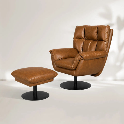 Deacon Microfiber Leather Swivel Recliner  & Ottoman