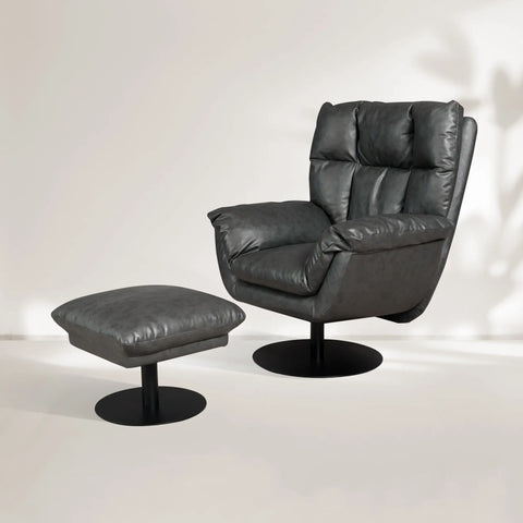 Deacon Microfiber Leather Swivel Recliner  & Ottoman