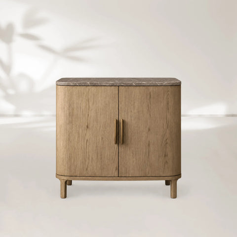 Danny Cabinet with Oak Wood Base and Marble Stone Top