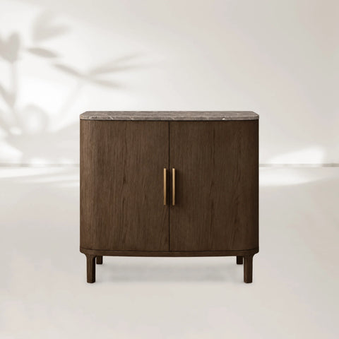 Danny Cabinet with Oak Wood Base and Marble Stone Top