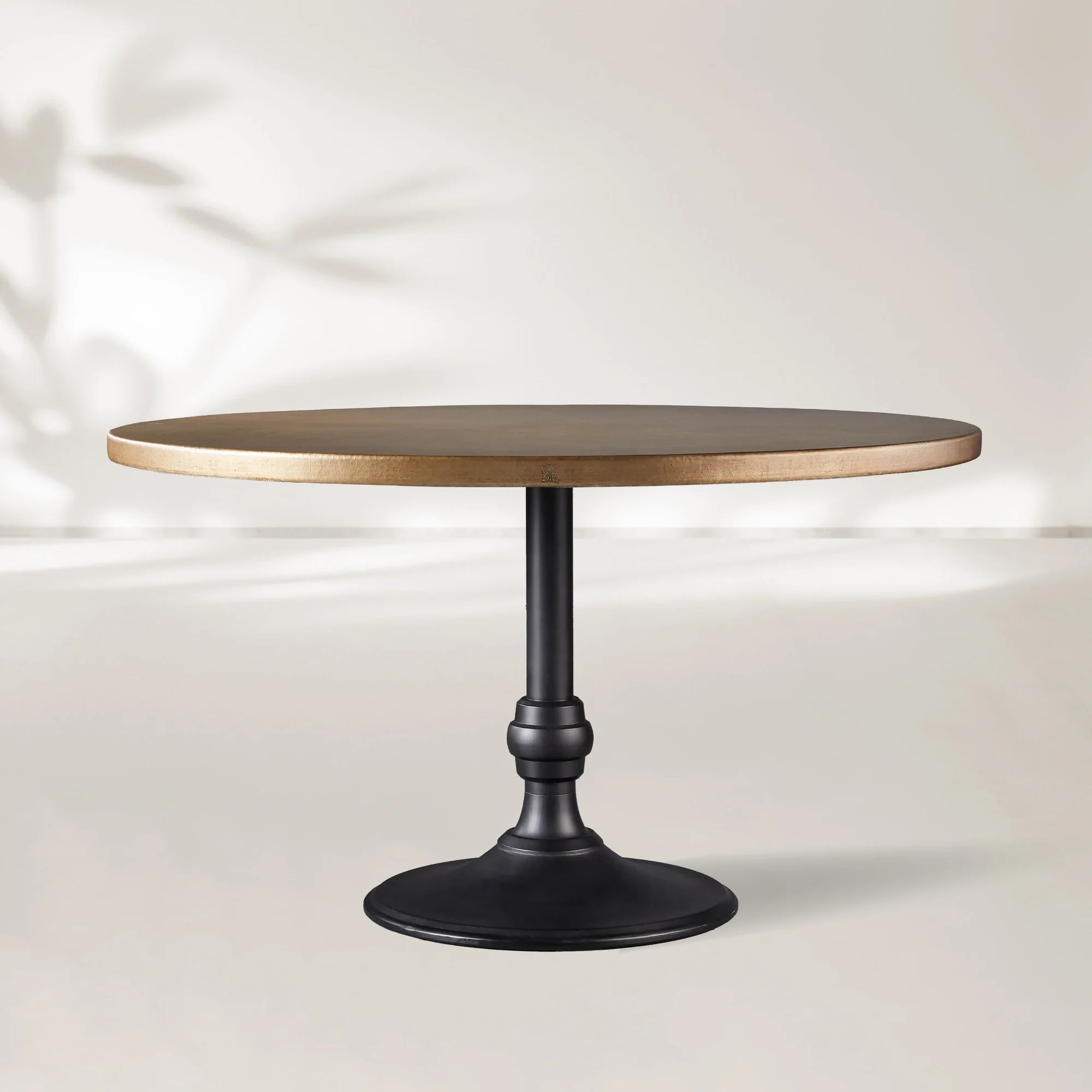 Wade Round Recycled Metal Dining Table with Cast Iron Base