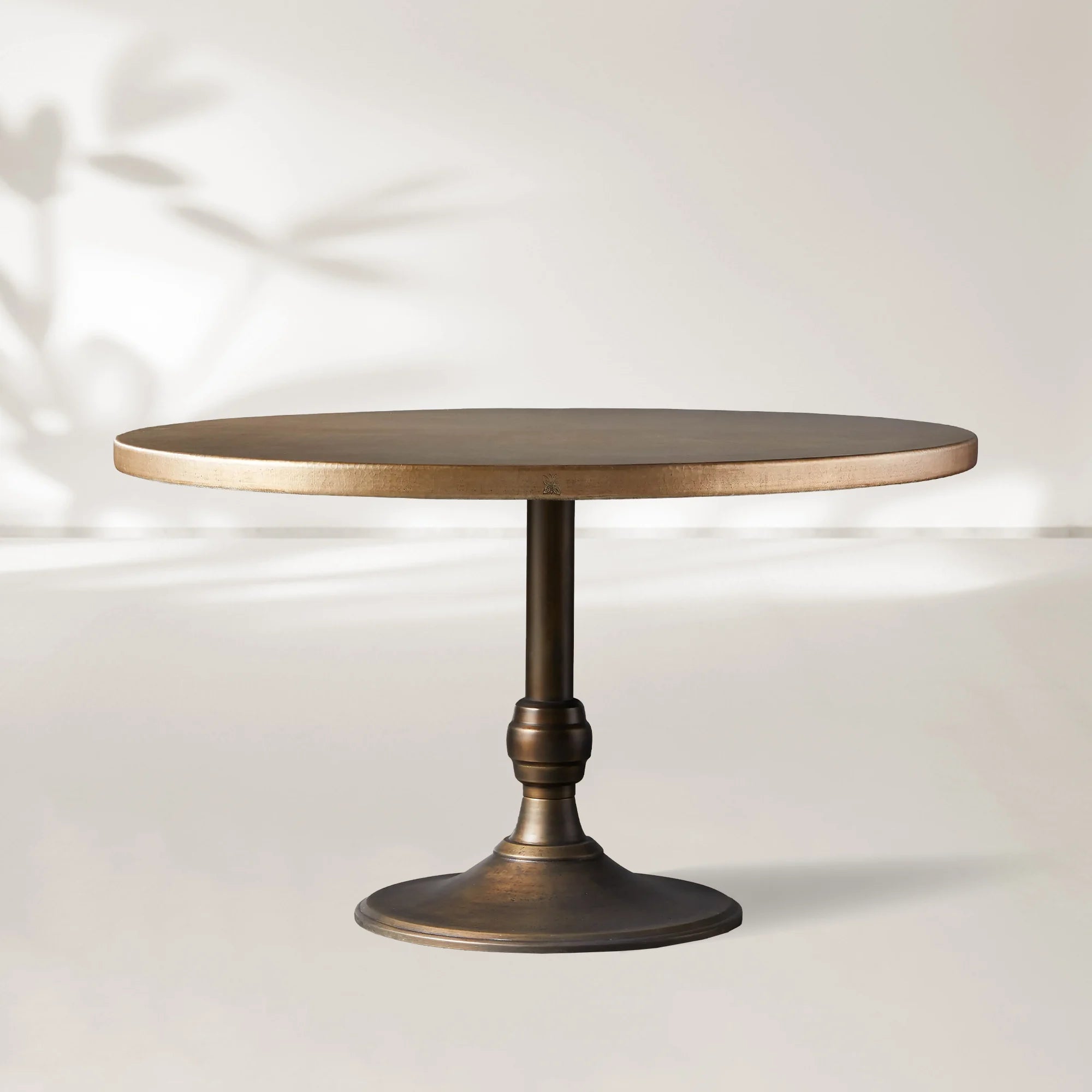 Wade Round Recycled Metal Dining Table with Cast Iron Base