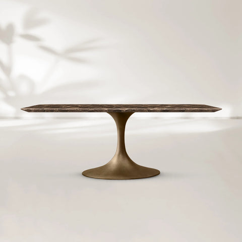 Aero Rectangular Stone Dining Table with Oval Base