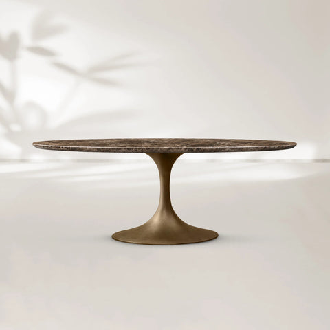 Aero Oval Stone Dining Table with Oval Base