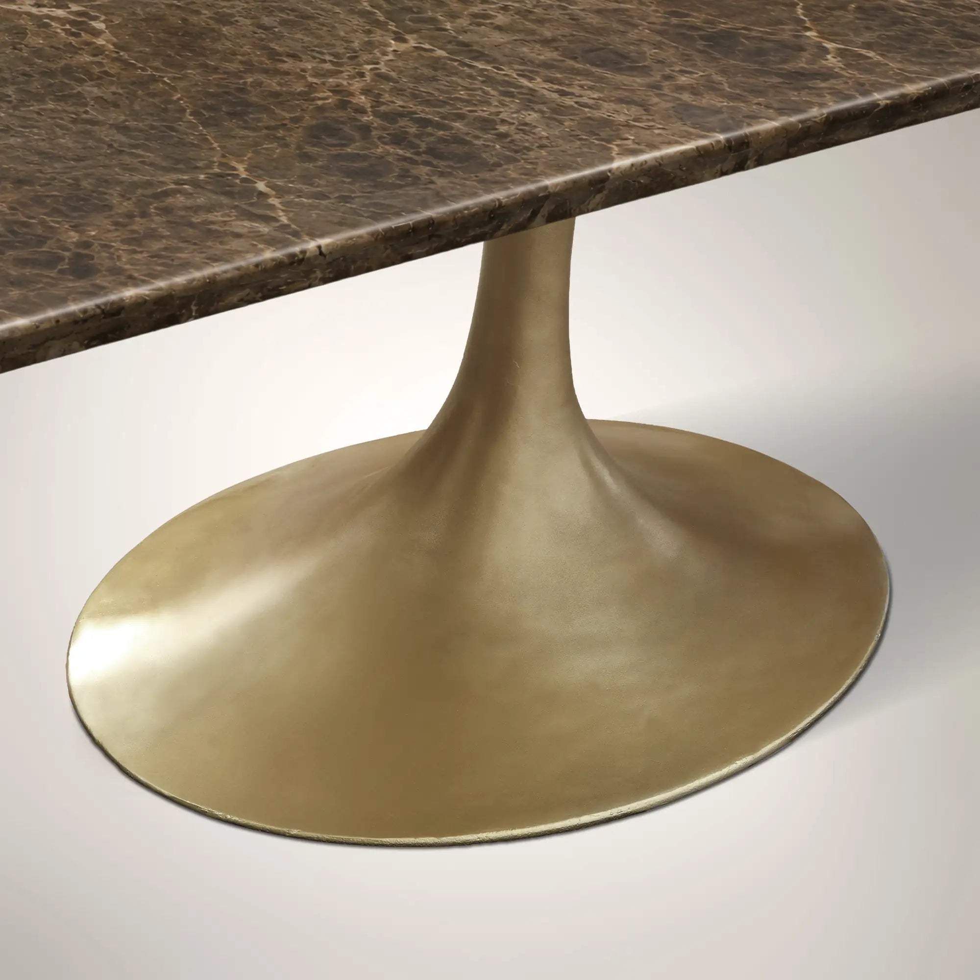 AVRA Rectangular Stone Dining Table with Oval Base