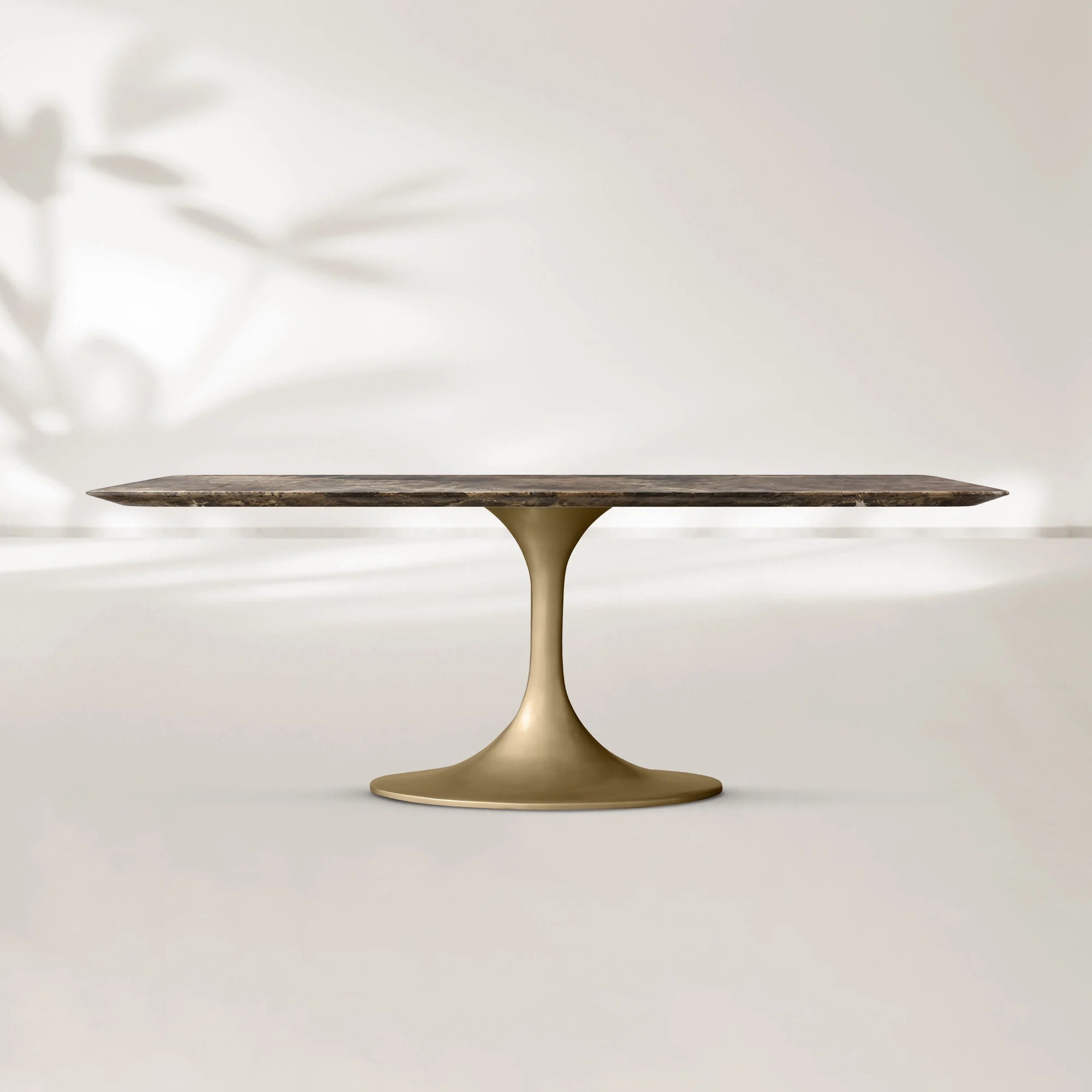 AVRA Rectangular Stone Dining Table with Oval Base