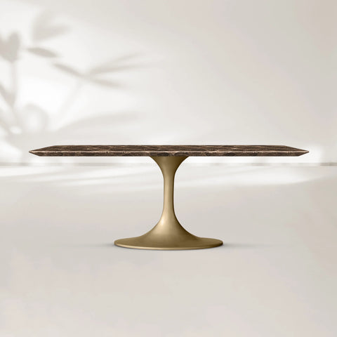 Aero Rectangular Stone Dining Table with Oval Base