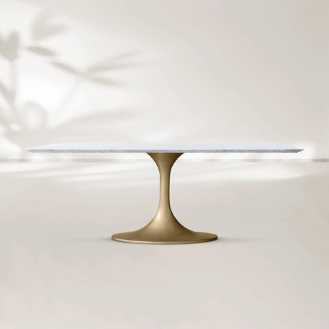 AVRA Rectangular Stone Dining Table with Oval Base