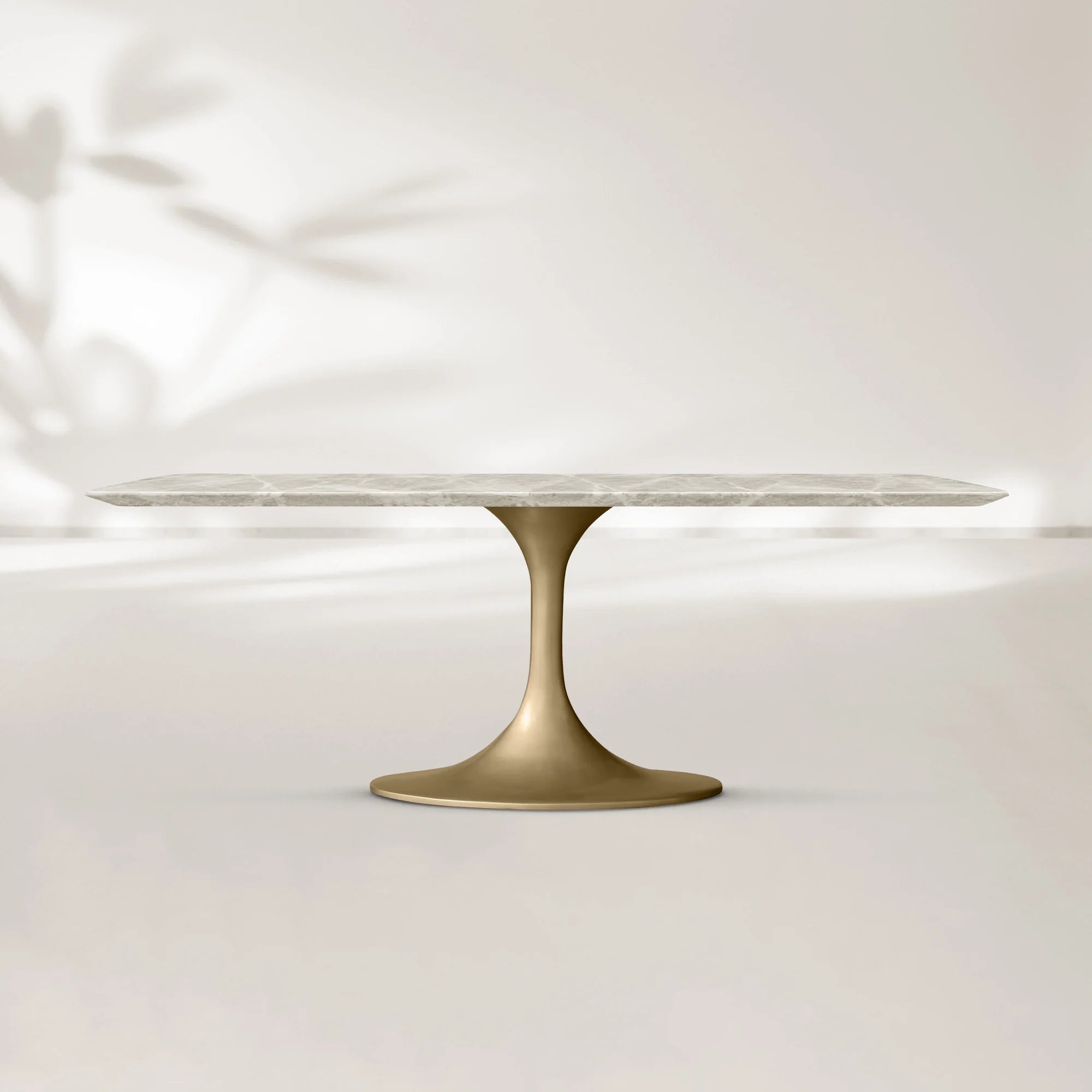 AVRA Rectangular Stone Dining Table with Oval Base