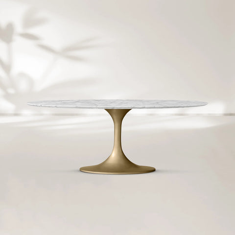 AVRA Oval Stone Dining Table with Oval Base