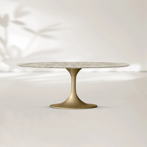 AVRA Oval Stone Dining Table with Oval Base