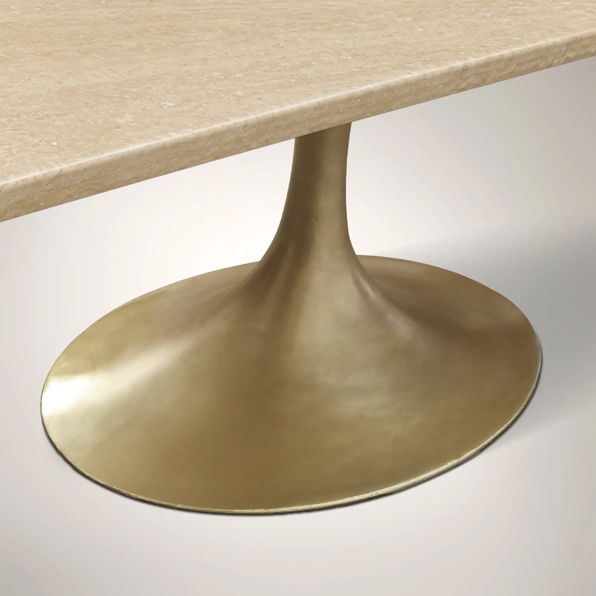 AVRA Rectangular Stone Dining Table with Oval Base
