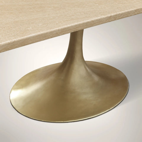 AVRA Rectangular Stone Dining Table with Oval Base