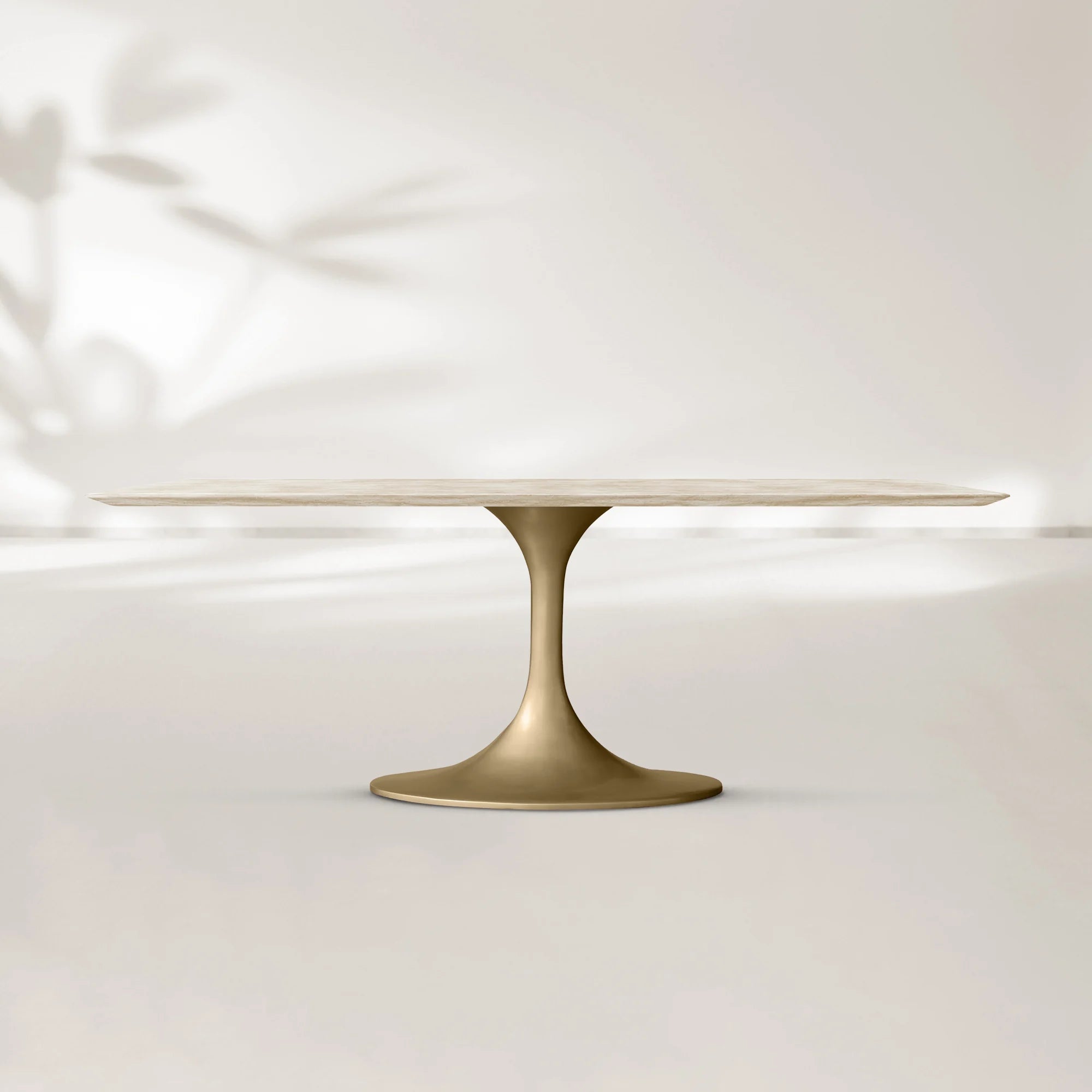 AVRA Rectangular Stone Dining Table with Oval Base