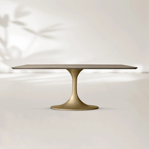 AVRA Rectangular Wood Dining Table with Oval Base