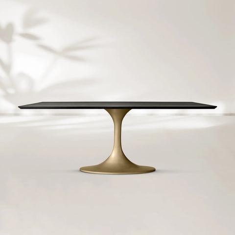 AVRA Rectangular Wood Dining Table with Oval Base