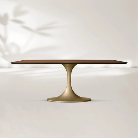 AVRA Rectangular Wood Dining Table with Oval Base
