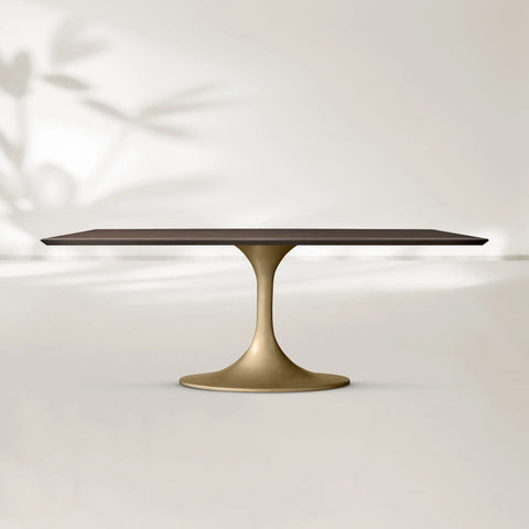 AVRA Rectangular Wood Dining Table with Oval Base